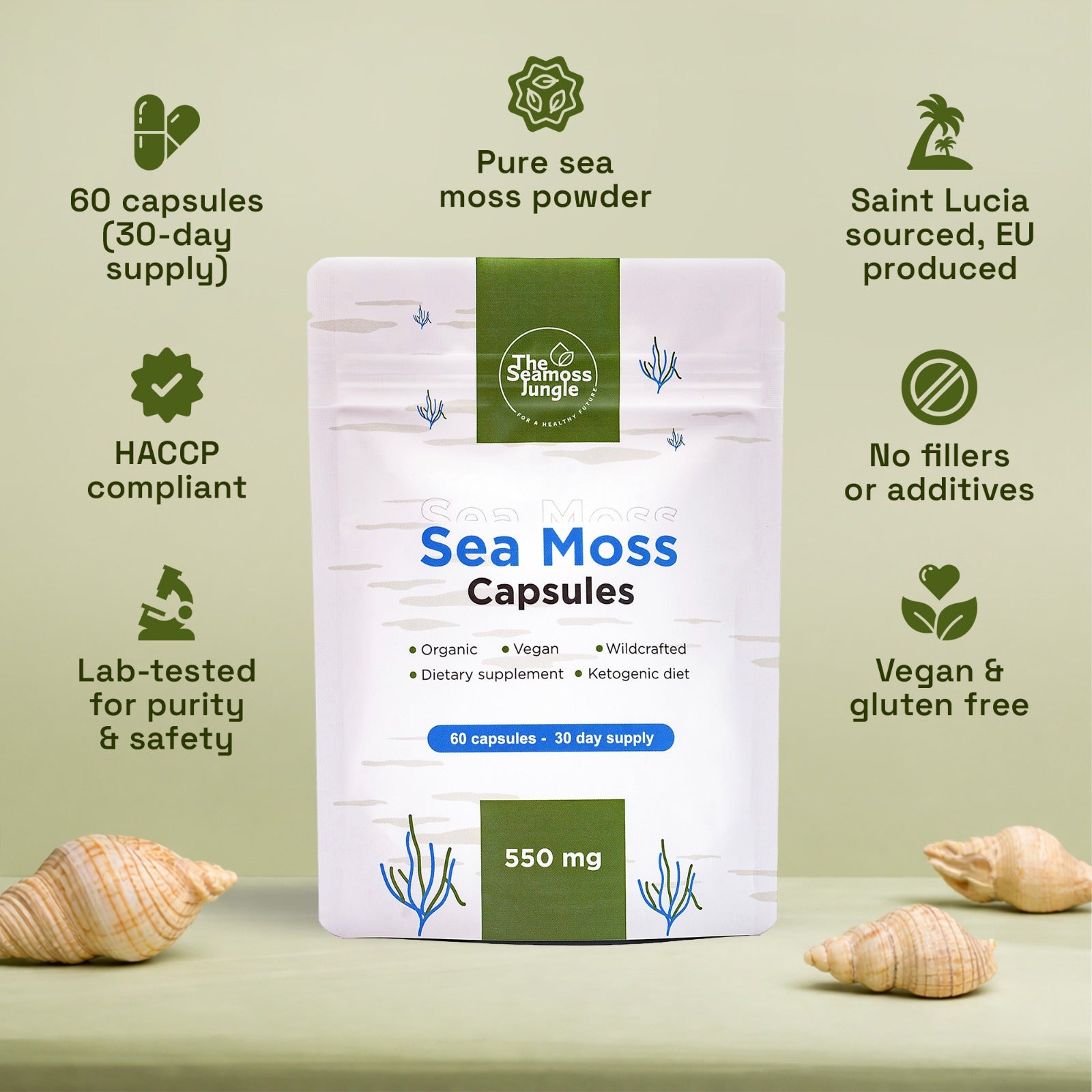 Sea Moss Capsules with Bladderwrack & Burdock Root