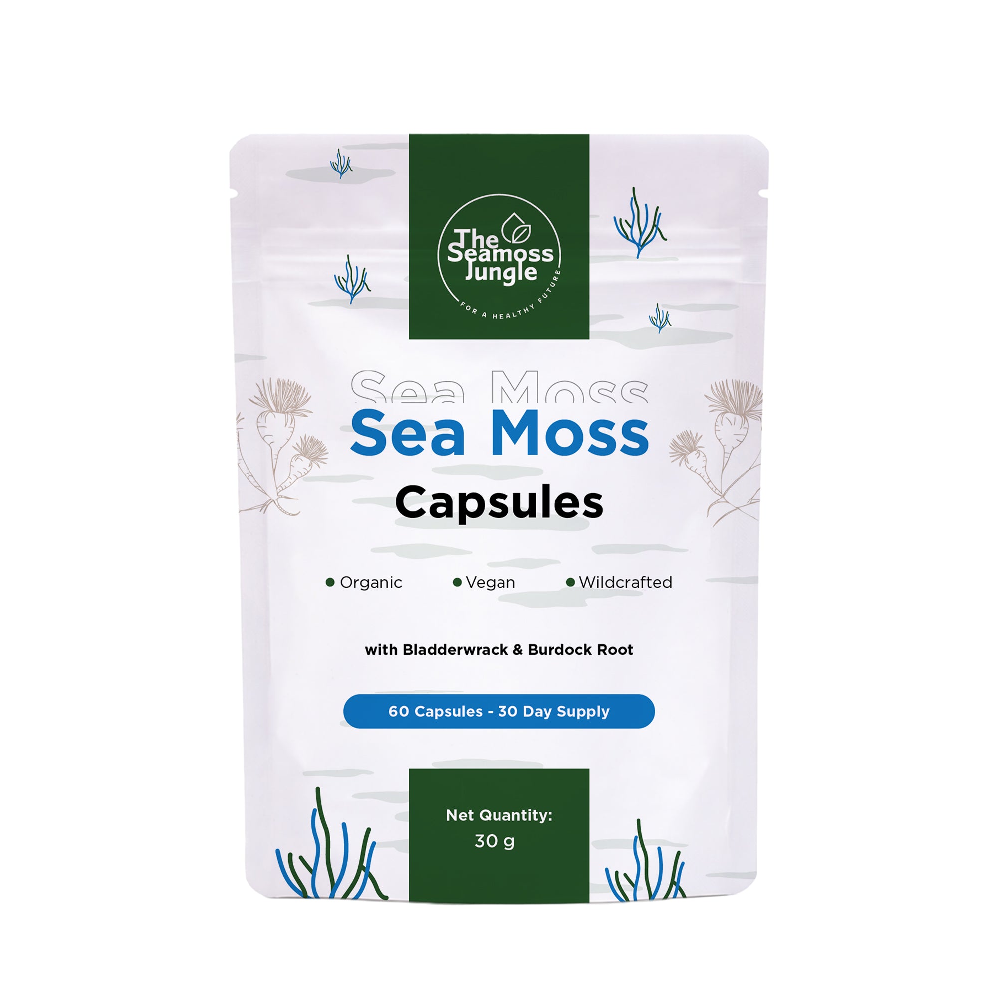 Sea Moss Capsules with Bladderwrack & Burdock Root