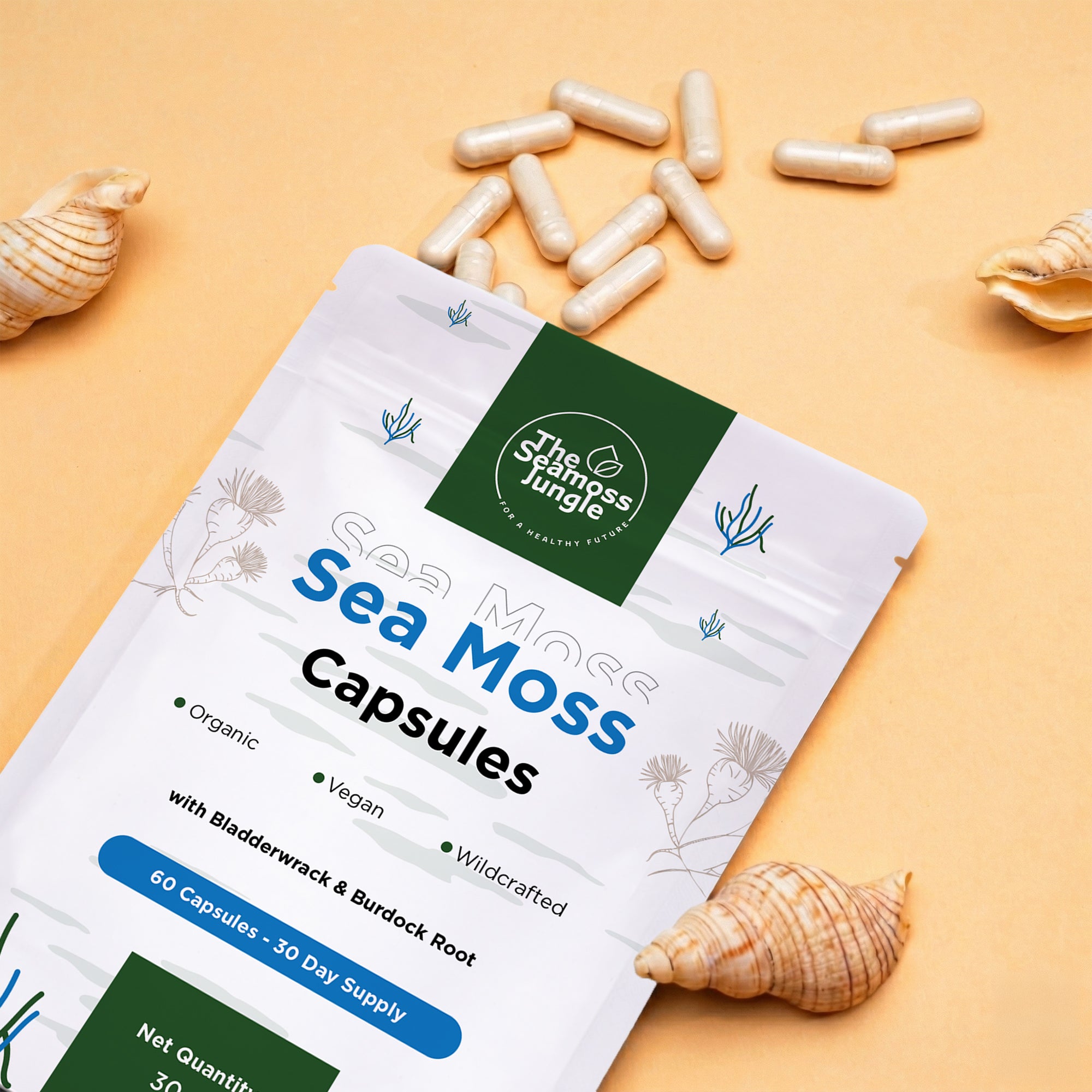 Sea Moss Capsules with Bladderwrack & Burdock Root